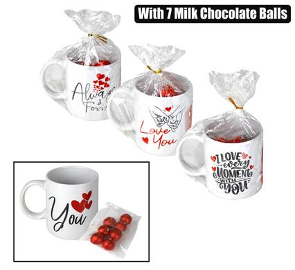 Assorted Valentine's Day Themed Mugs with 7 Milk Chocolate Balls-Gifting Occasions-corporate valentines day gifts | valentine's day gifts for employees