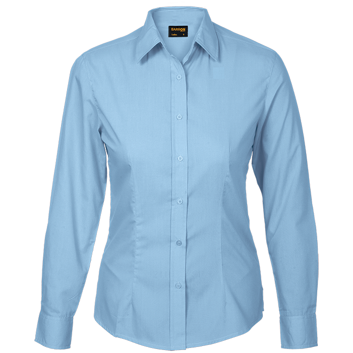 Basic Poly Cotton Blouse Long Sleeve Ladies | Custom Branded & Personalised Corporate Shirts | Just Brand