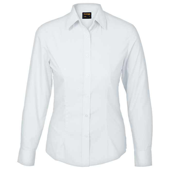 Basic Poly Cotton Blouse Long Sleeve Ladies | Custom Branded & Personalised Corporate Shirts | Just Brand