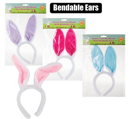 Colorful assorted Easter bunny ear headbands, ideal for parties and bulk orders.