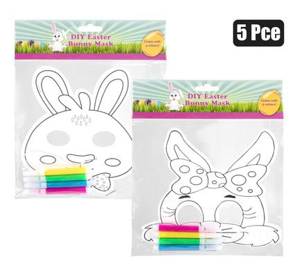 5-piece DIY bunny mask kit for kids' Easter crafts, perfect for bulk orders and activities.