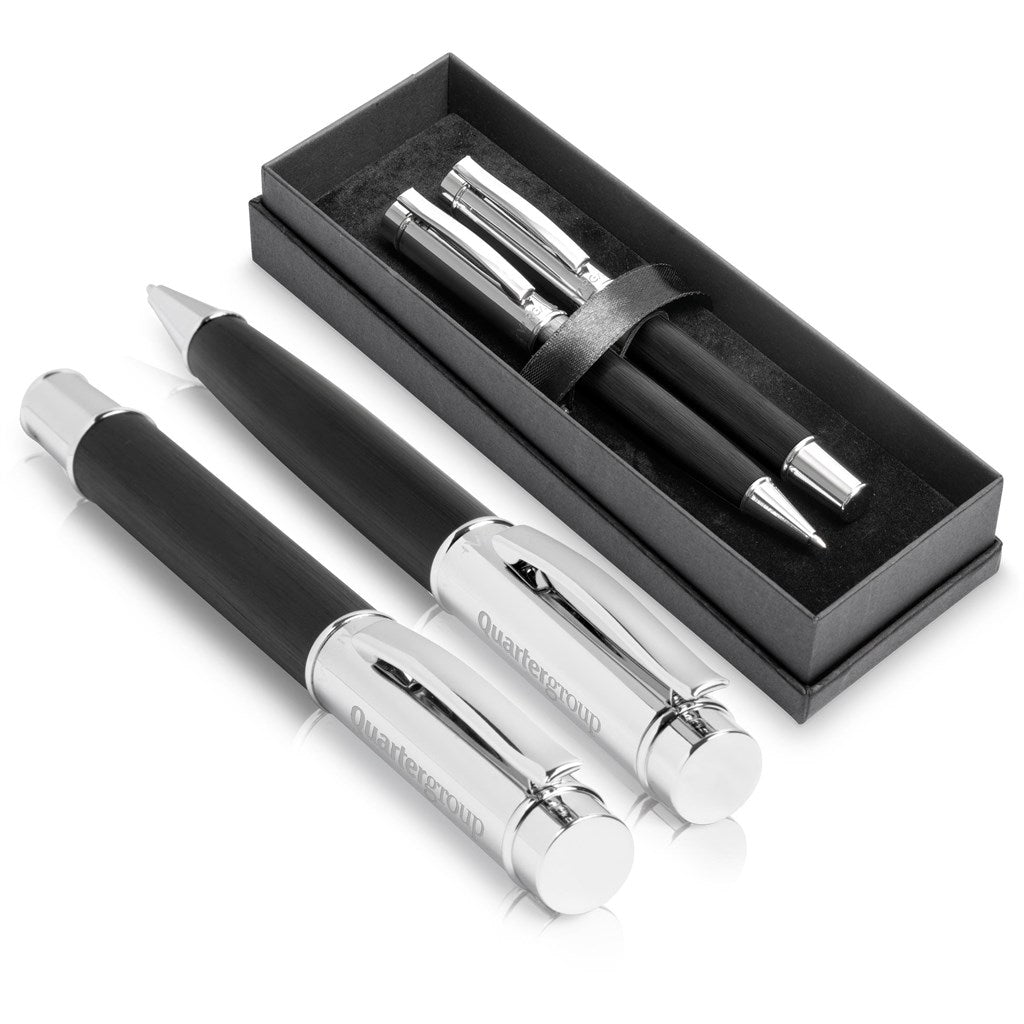 Alex Varga Volans Ball Pen & Rollerball Set - Black