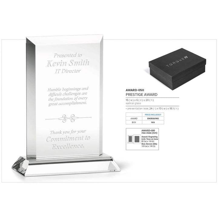 Prestige Award | Custom Corporate Awards & Trophies | Corporate Gifts | Just Brand