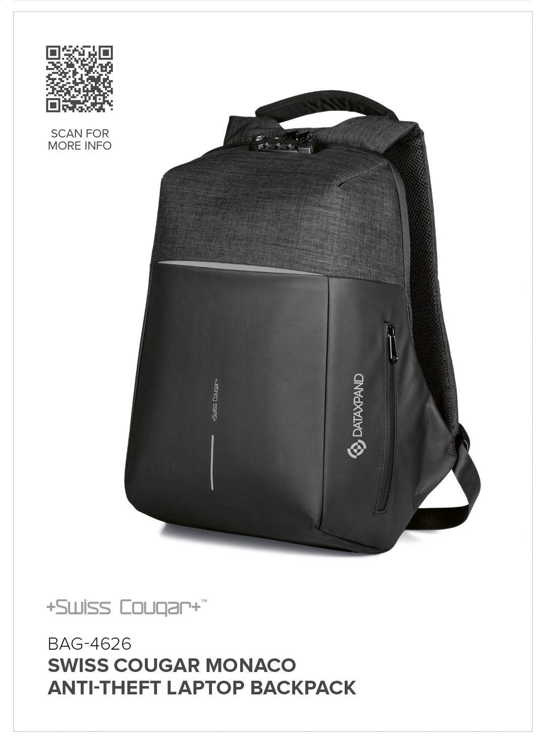 Swiss Cougar Monaco Anti-Theft Laptop Backpack