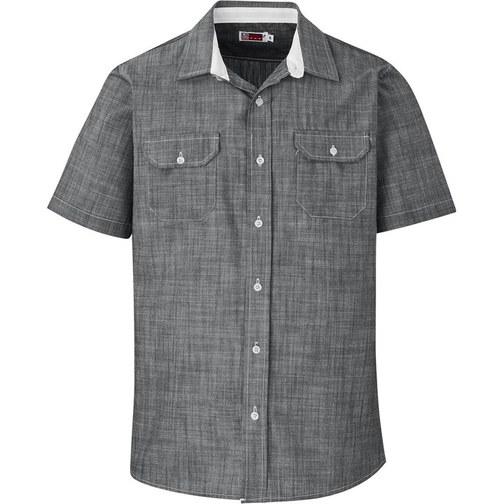 Mens Short Sleeve Windsor Shirt - Grey