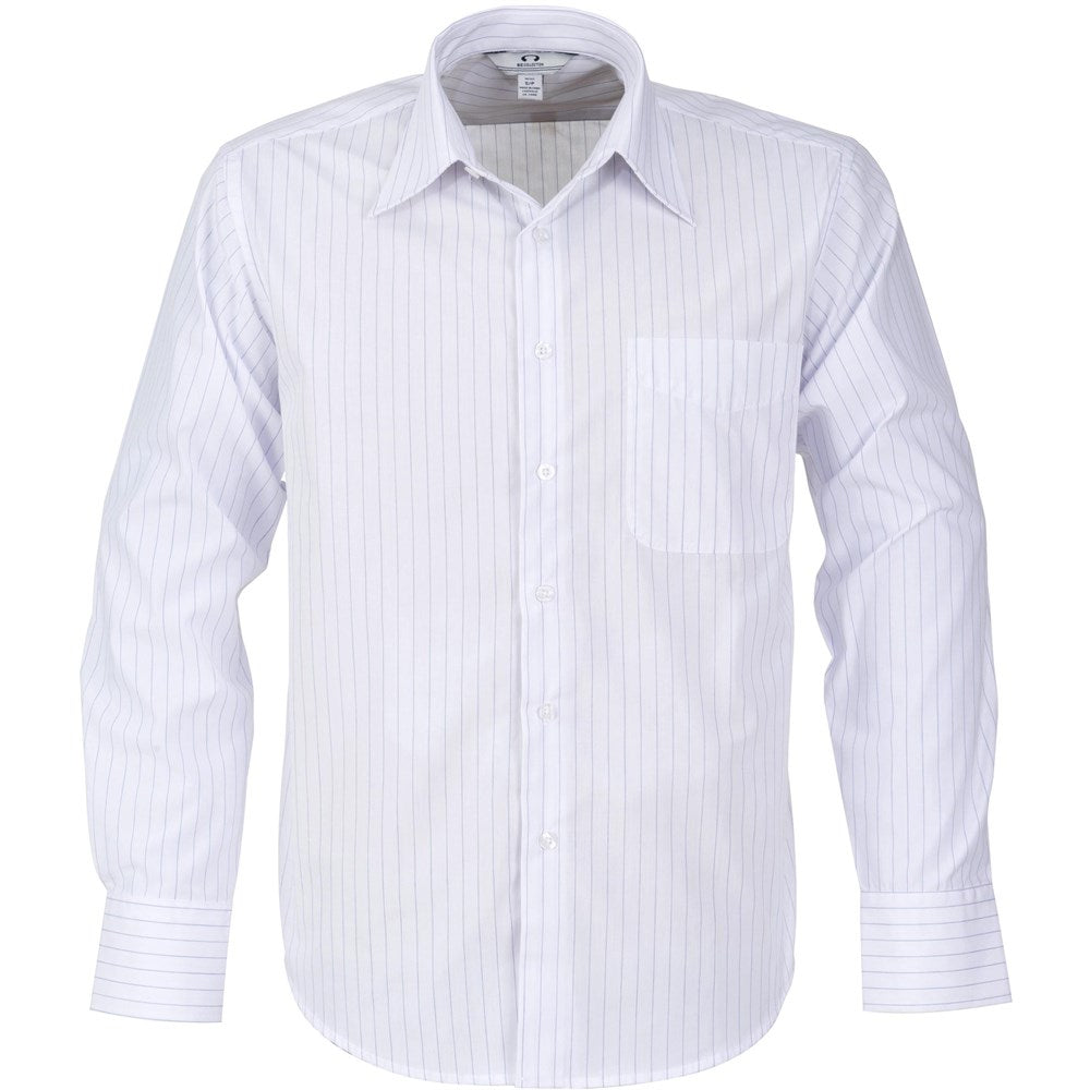 Mens Long Sleeve Manhattan Striped Shirt - White Navy