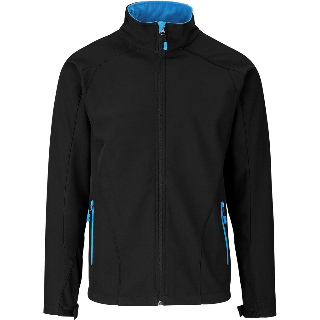 Mens Geneva Softshell Jacket - Black Cyan