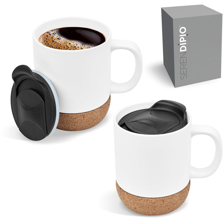 Serendipio Sienna Cork & Ceramic Sublimation Coffee Mug - 340ml | Custom branded | Just Brand 