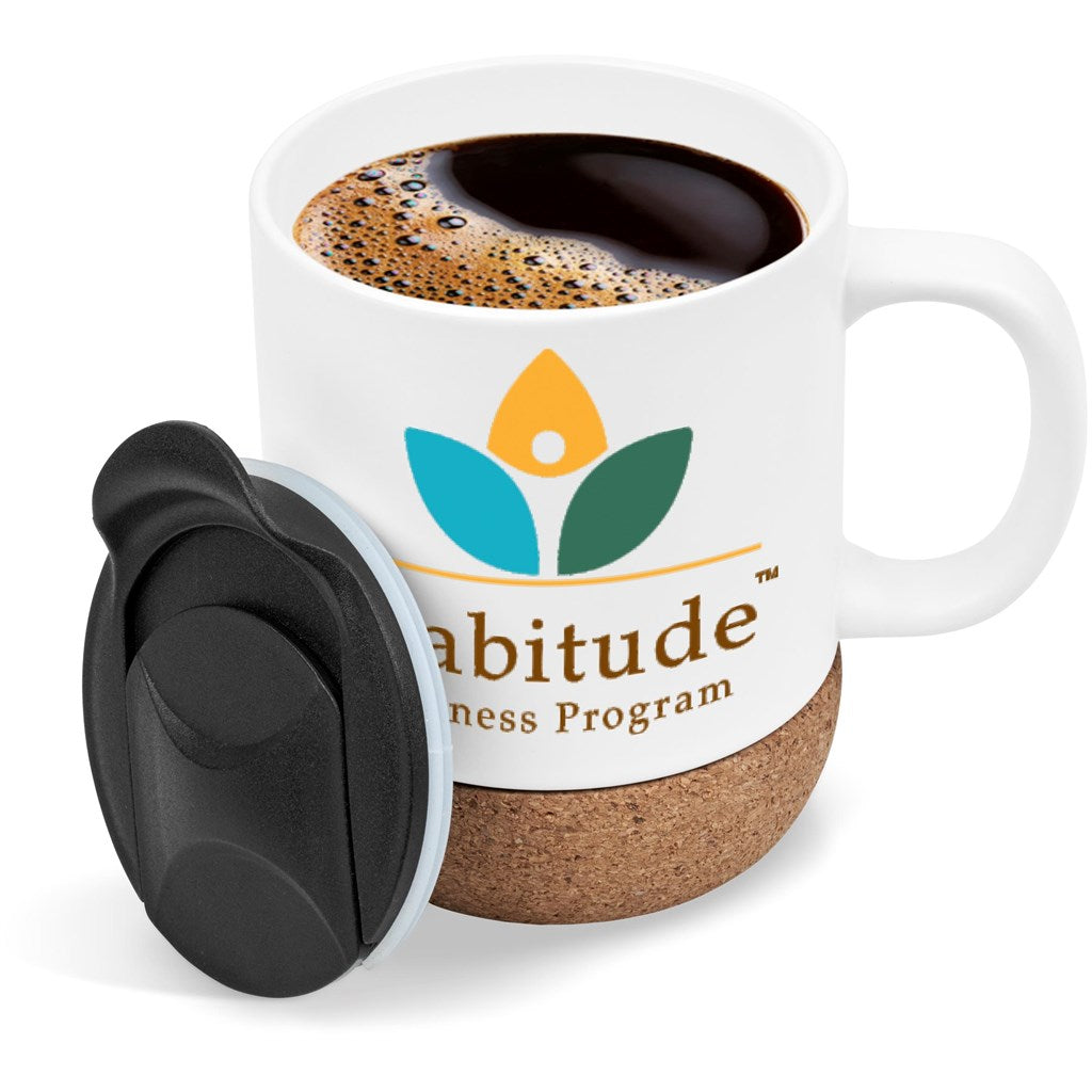 Serendipio Sienna Cork & Ceramic Sublimation Coffee Mug - 340ml | Custom branded | Just Brand 