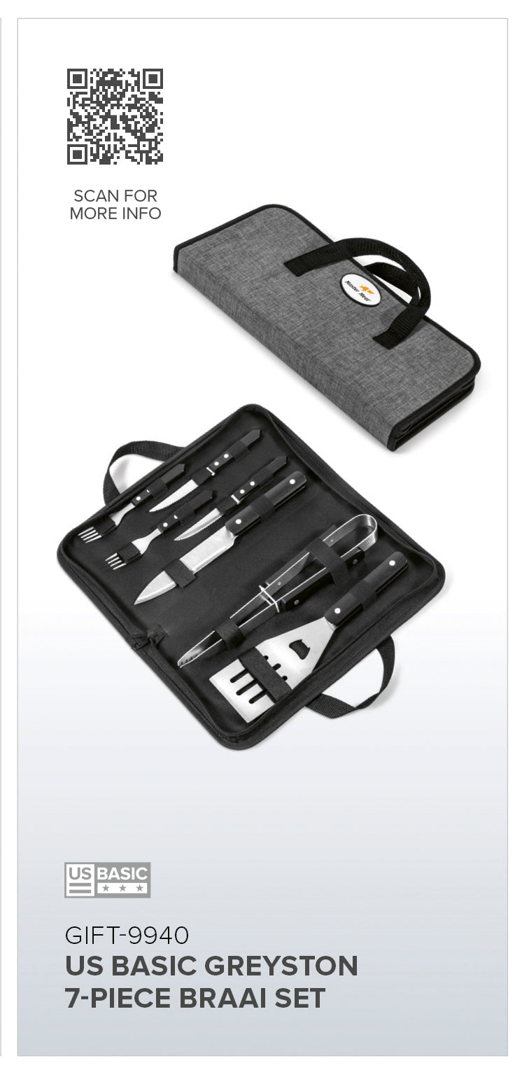 US Basic Greyston 7-Piece Braai Set | Custom Branded & Personalised Executive Corporate Gifts | Just Brand