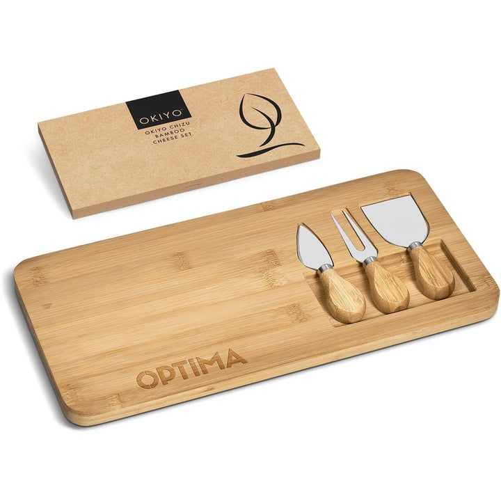 Okiyo Chizu Bamboo Cheese Board Set | Custom Branded & Personalised Executive Corporate Gift | Just Brand