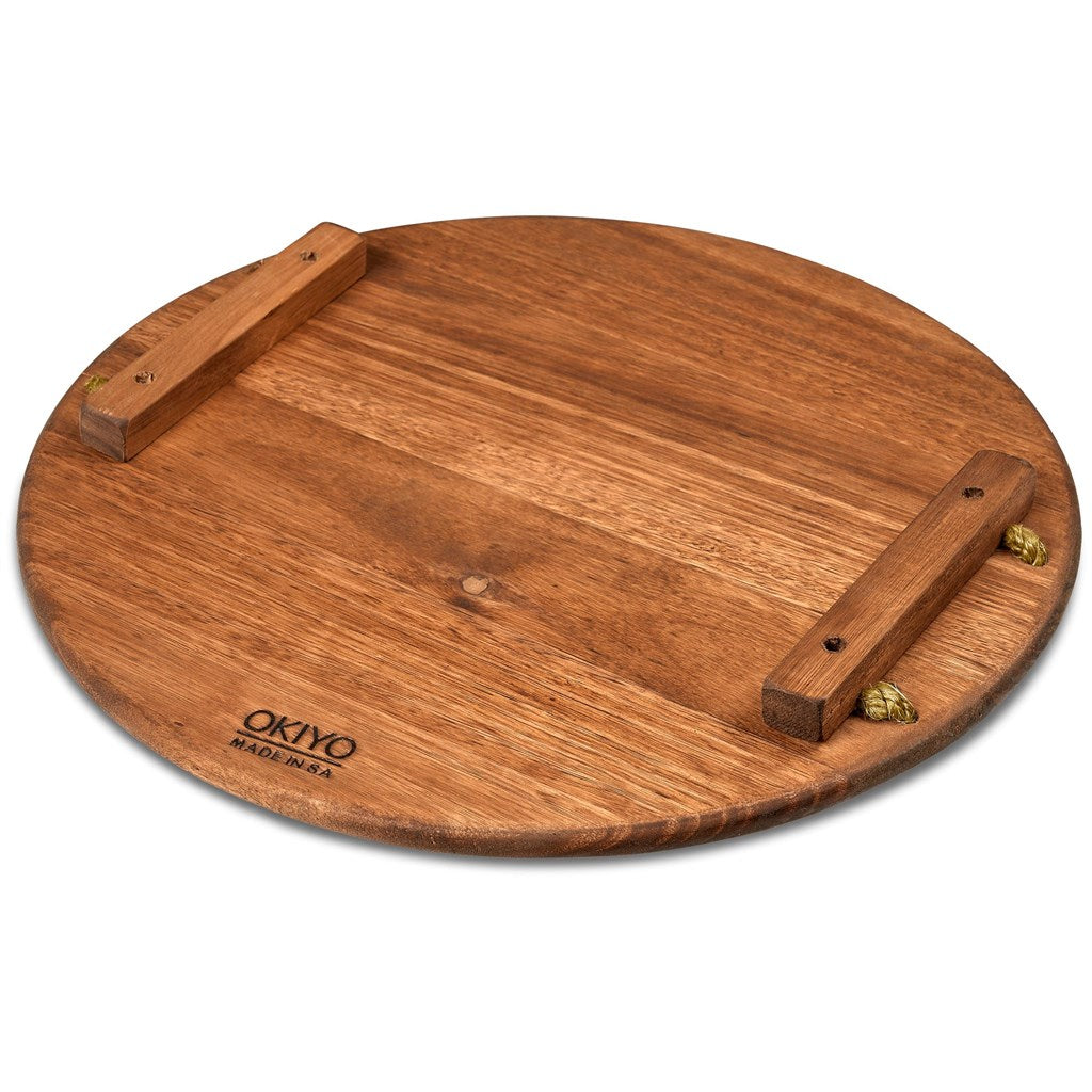 Okiyo Homegrown Large Round Hardwood Food Platter | Custom Branded & Personalised Executive Corporate Gift | Just Brand