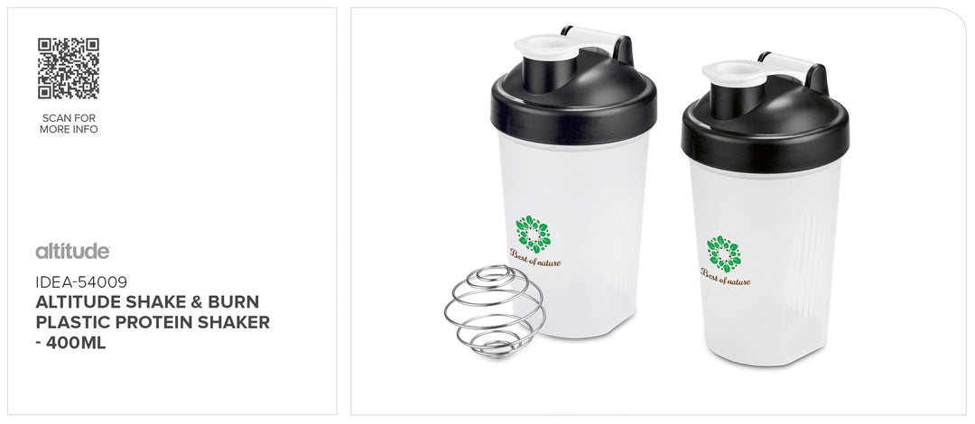 Altitude Shake & Burn Plastic Protein Shaker - 400ml