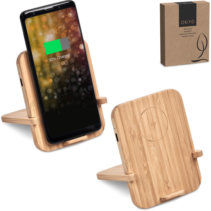 Okiyo Noryoku Bamboo Wireless Charging Phone Stand