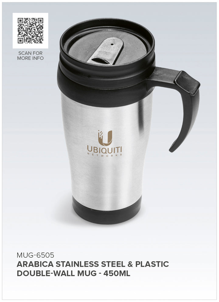 Arabica Stainless Steel & Plastic Double-Wall Mug - 450ml