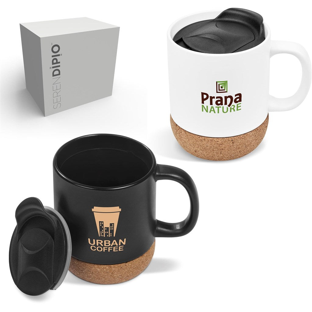 Serendipio Sienna Cork & Ceramic Coffee Mug - 340ml | custom branded laser engraving mug |Just Brand