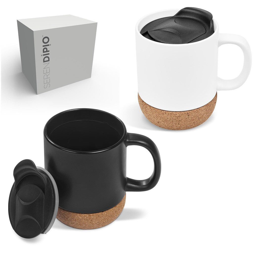 Serendipio Sienna Cork & Ceramic Coffee Mug - 340ml | custom branded laser engraving mug |Just Brand