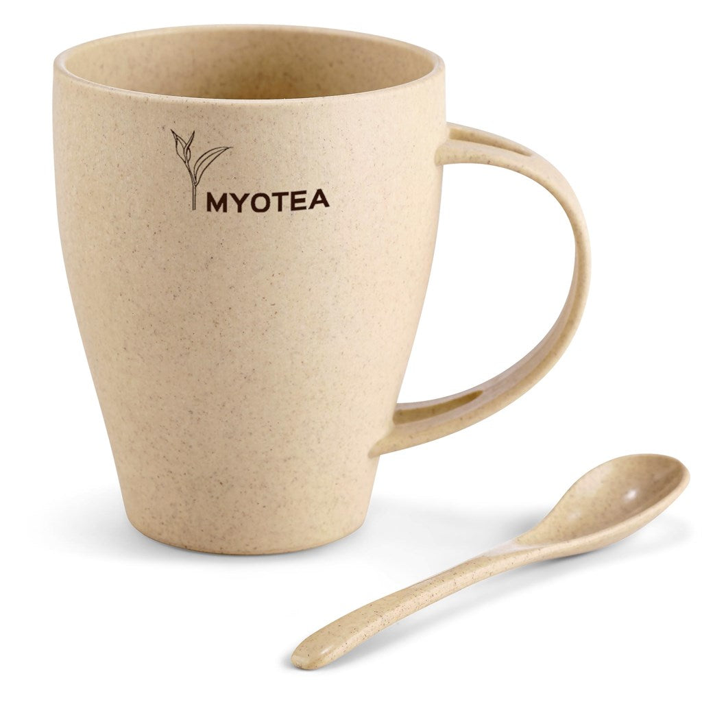 Okiyo Kawai Wheat Straw Mug & Spoon - 350ml