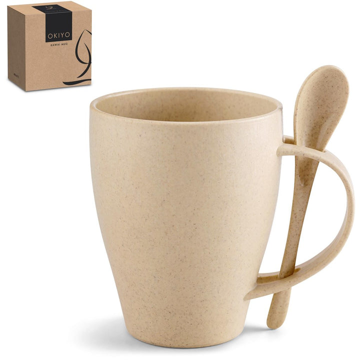 Okiyo Kawai Wheat Straw Mug & Spoon - 350ml