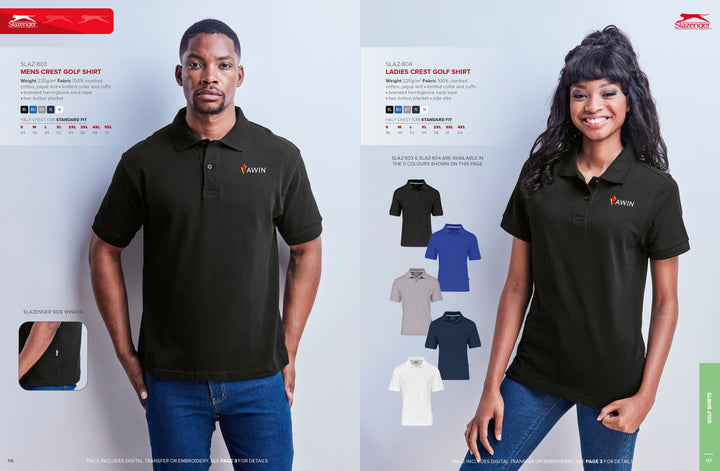 Ladies Crest Golf Shirt | Custom Branded & Personalised Corporate Clothing | Just Brand