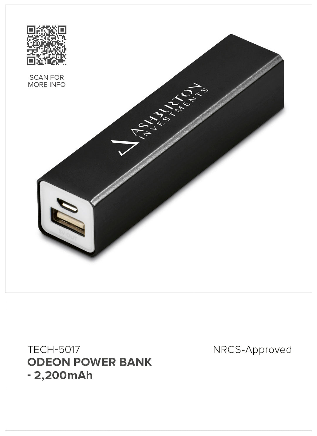 Odeon Power Bank - 2,200mAh