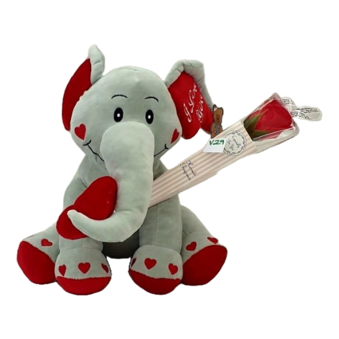 Plush Elephant with Soap Rose-Gifting Occasions-corporate valentines day gifts | valentine's day gifts for employees