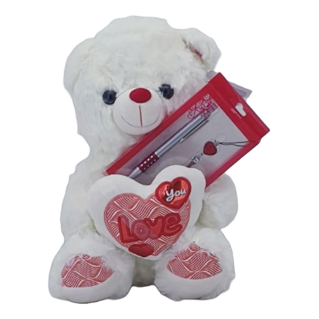 Teddy with Pen and Keyring Set-Gifting Occasions-corporate valentines day gifts | valentine's day gifts for employees