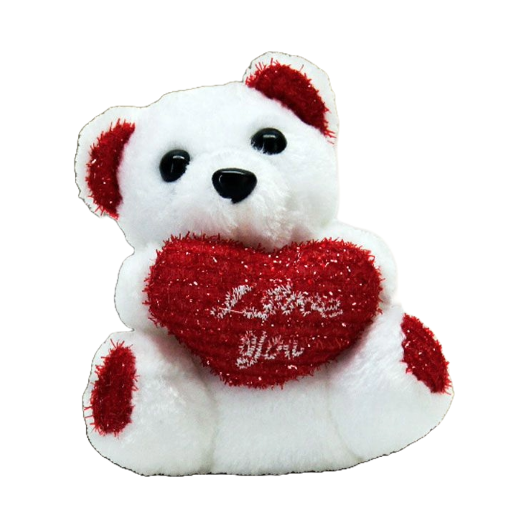 White Teddy with Red Heart 12 cm-Gifting Occasions-corporate valentines day gifts | valentine's day gifts for employees