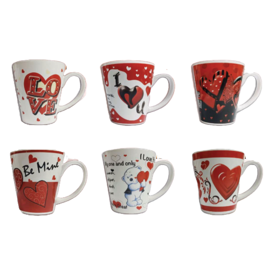 Assorted Valentine's Day Themed Ceramic Cone Mugs 12oz-Gifting Occasions-corporate valentines day gifts | valentine's day gifts for employees